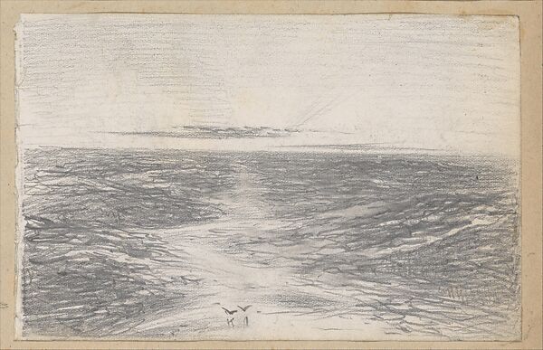 Moonlight on Waves (from Scrapbook), John Singer Sargent (American, Florence 1856–1925 London), Graphite on off-white paper, American 