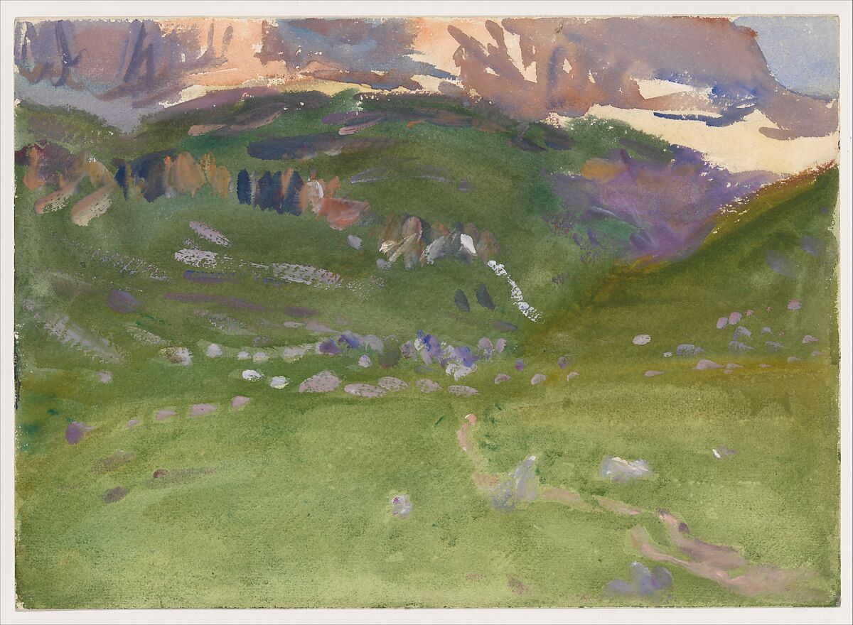 Sellar Alp, Dolomites, John Singer Sargent (American, Florence 1856–1925 London), Watercolor and gouache on white wove paper, American