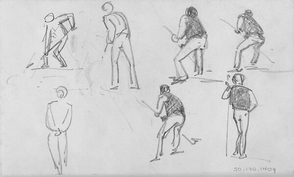Men, John Singer Sargent (American, Florence 1856–1925 London), Graphite on off-white wove paper, American 