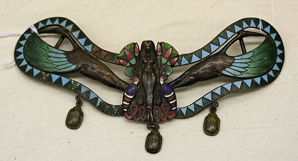 Belt buckle, copper, glass, French 