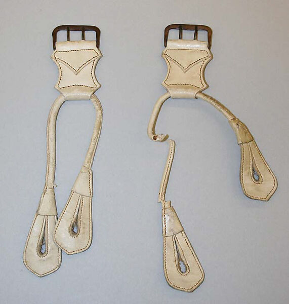 Suspenders, silk, leather, American