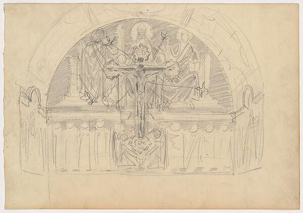 Study for South End of the Special Collections Hall, John Singer Sargent (American, Florence 1856–1925 London), Graphite on off-white wove paper, American 