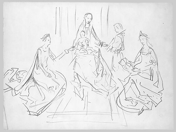 Study for South End of the Special Collections Hall, John Singer Sargent (American, Florence 1856–1925 London), Graphite on off-white wove paper, American