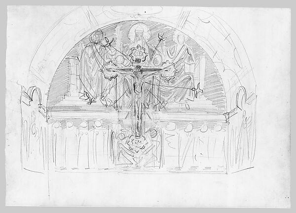 Study for South End of the Special Collections Hall, John Singer Sargent (American, Florence 1856–1925 London), Graphite on off-white wove paper, American