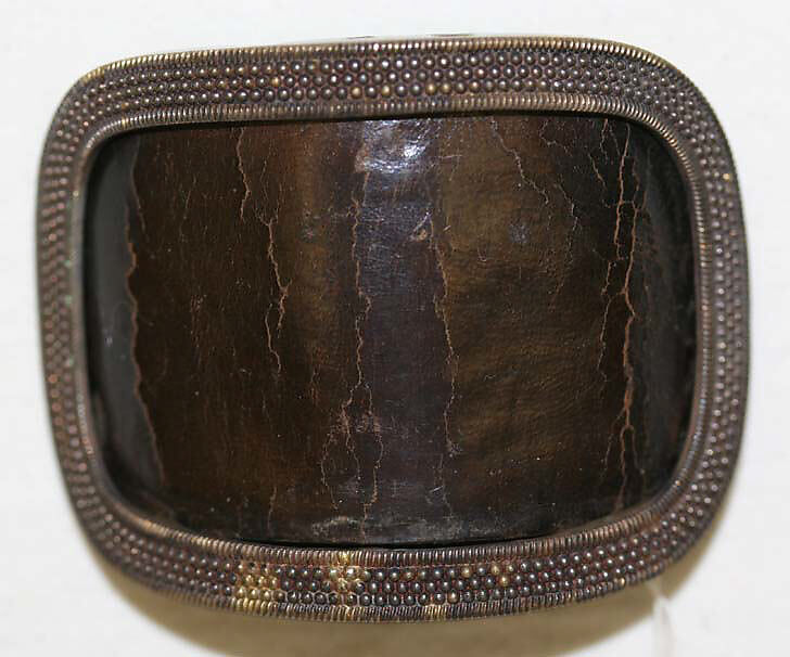 Shoe buckles, metal, leather, French 