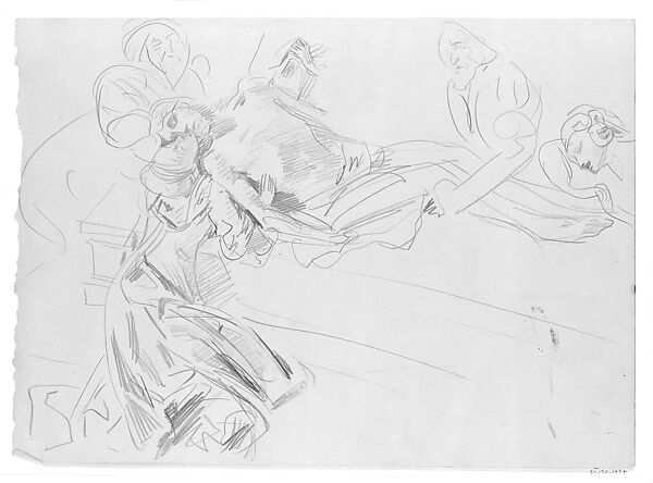 Entombment, Schreyer-Landaur Monument, Saint Sebalduskirche, Nuremberg, John Singer Sargent (American, Florence 1856–1925 London), Graphite on gray-green wove paper, American