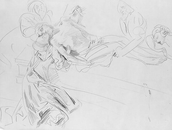 Entombment, Schreyer-Landaur Monument, Saint Sebalduskirche, Nuremberg, John Singer Sargent (American, Florence 1856–1925 London), Graphite on gray-green wove paper, American