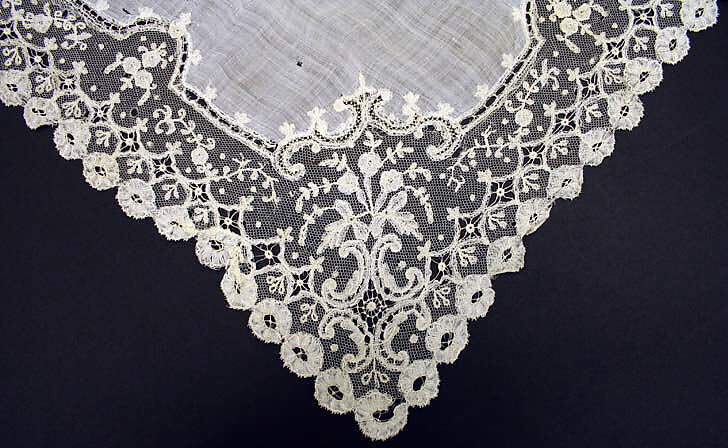 Handkerchief, flax, cotton, French