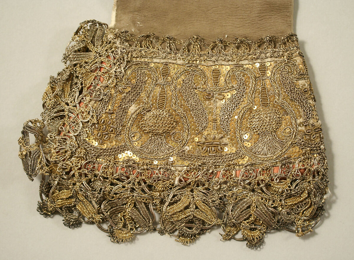 Gloves, leather, metal, silk, British