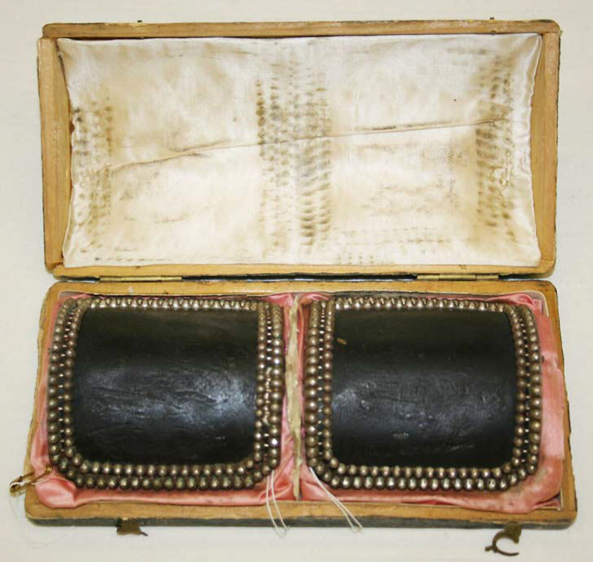 Shoe buckles, silver, metal, leather, canvas, British