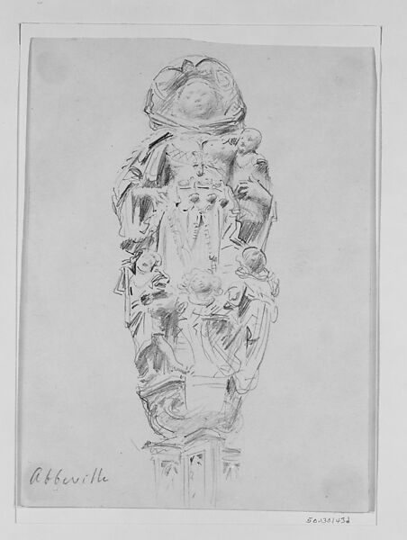 Charity, after a Sculpture at Abbeville, John Singer Sargent (American, Florence 1856–1925 London), Graphite on off-white wove paper, American