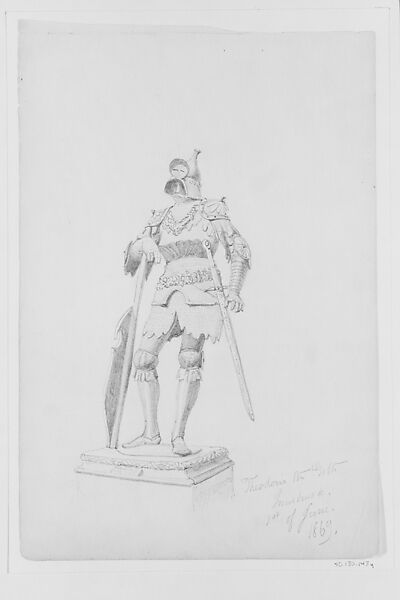 Theodoric the Goth, Tomb of Maximilian I, Innsbruck, John Singer Sargent (American, Florence 1856–1925 London), Graphite on off-white wove paper, American