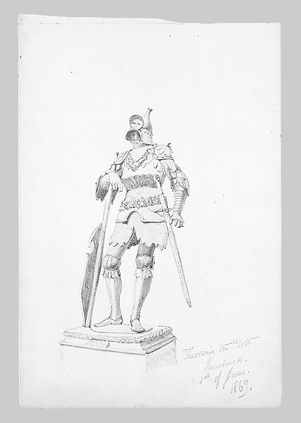 Theodoric the Goth, Tomb of Maximilian I, Innsbruck, John Singer Sargent (American, Florence 1856–1925 London), Graphite on off-white wove paper, American