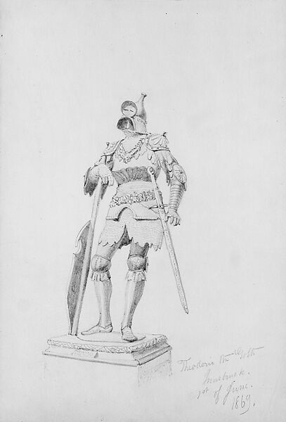 Theodoric the Goth, Tomb of Maximilian I, Innsbruck, John Singer Sargent (American, Florence 1856–1925 London), Graphite on off-white wove paper, American 