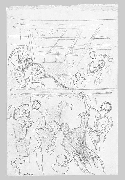 Adoration of the Shepherds, John Singer Sargent (American, Florence 1856–1925 London), Graphite on off-white wove paper, American