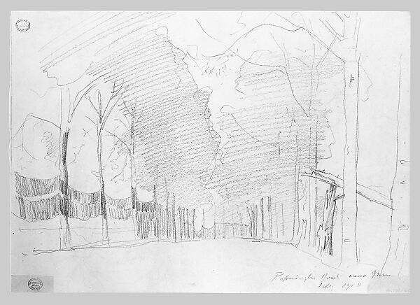 Poperinghe Road near Ypres, John Singer Sargent (American, Florence 1856–1925 London), Graphite on off-white wove paper, American 