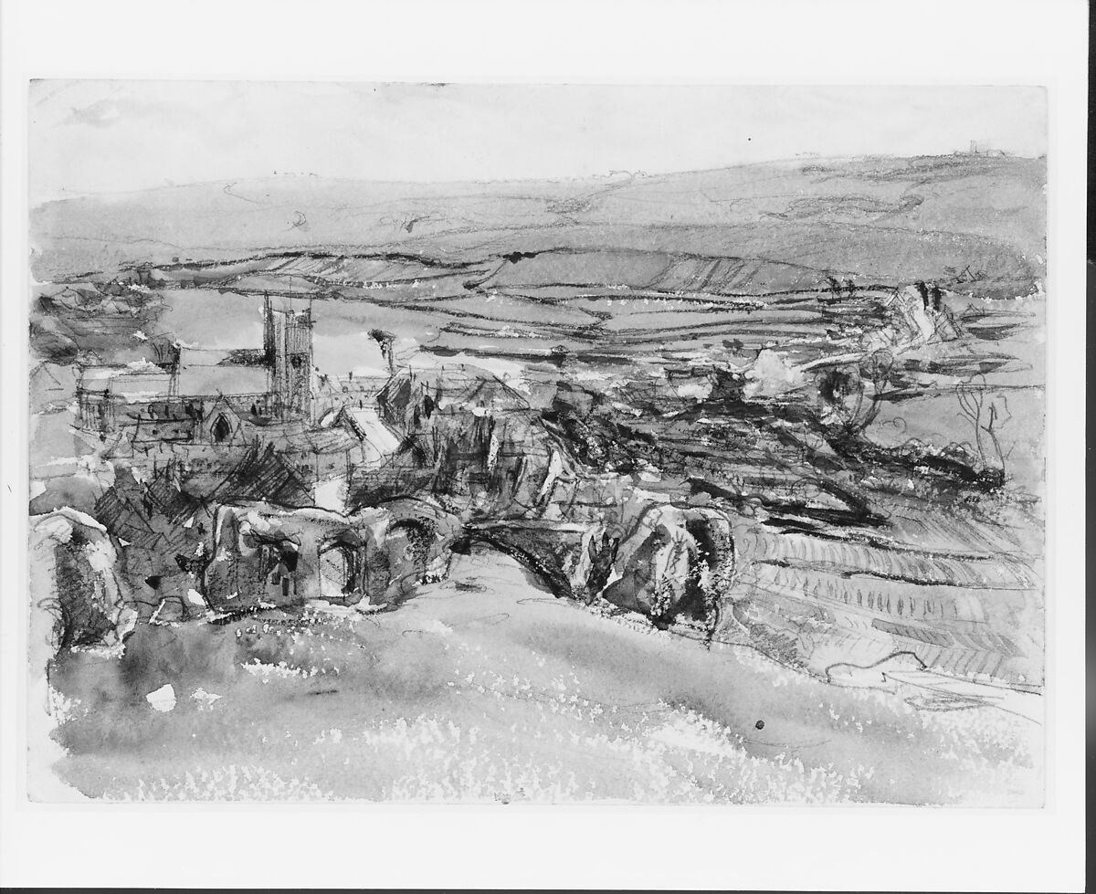 French Landscape, John Singer Sargent (American, Florence 1856–1925 London), Watercolor and graphite on white wove paper, American