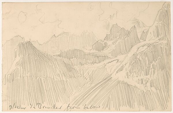 Glacier du Brouillard from Below, John Singer Sargent (American, Florence 1856–1925 London), Graphite on off-white wove paper, American