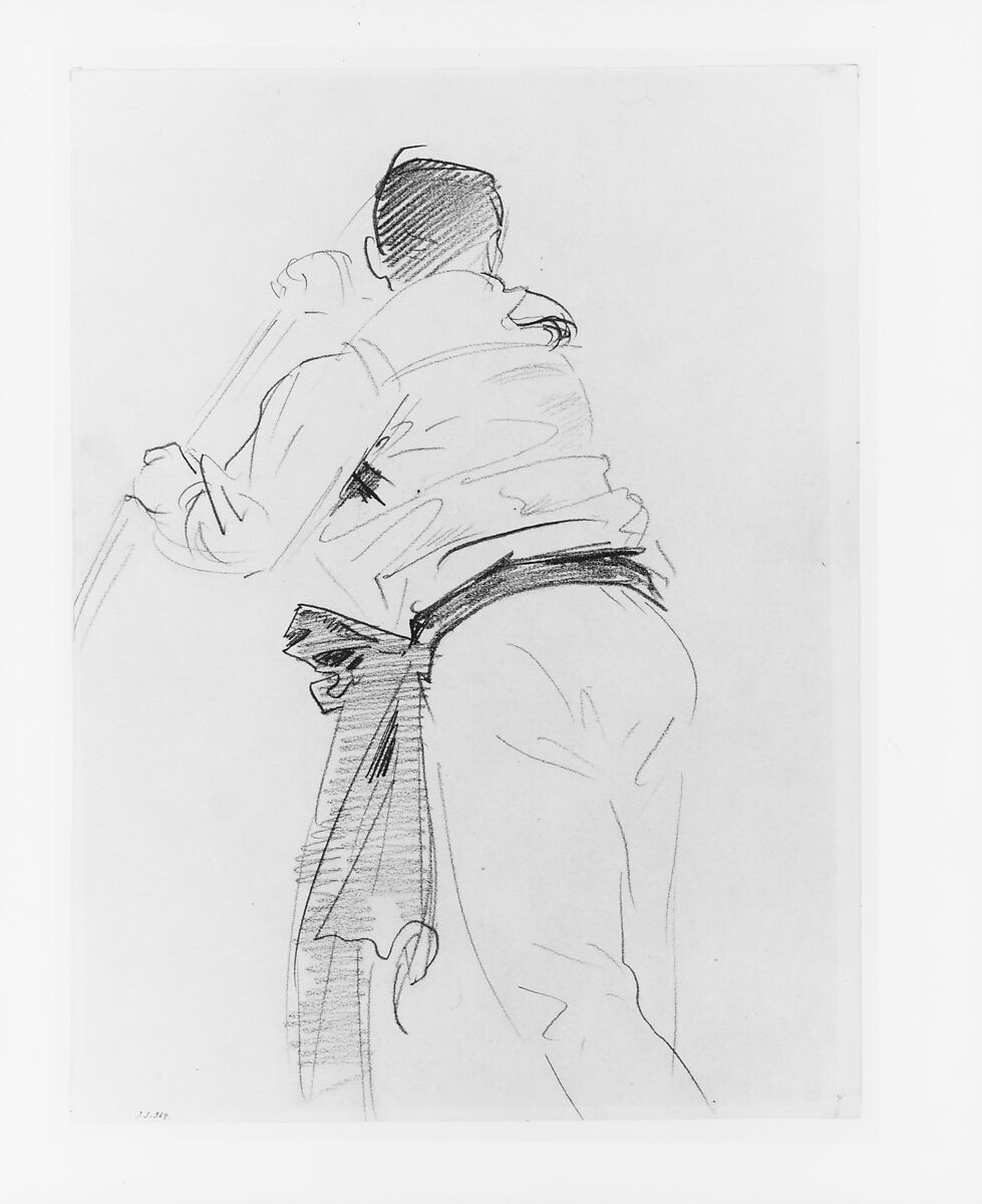 Gondolier, John Singer Sargent (American, Florence 1856–1925 London), Graphite on light-buff wove paper, American