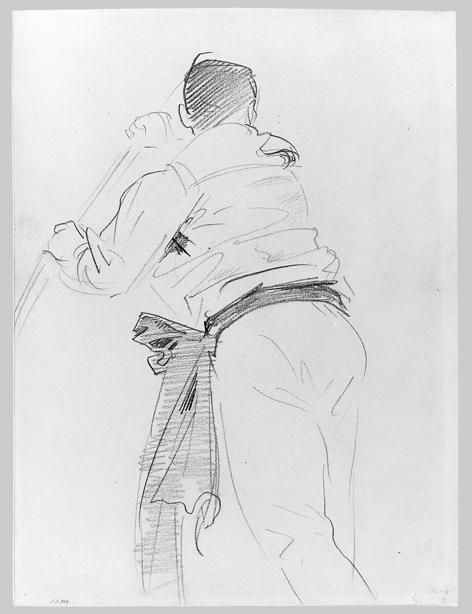 Gondolier, John Singer Sargent (American, Florence 1856–1925 London), Graphite on light-buff wove paper, American