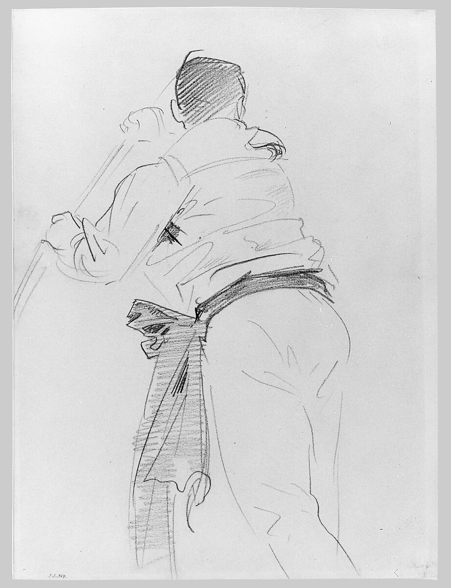 Gondolier, John Singer Sargent (American, Florence 1856–1925 London), Graphite on light-buff wove paper, American