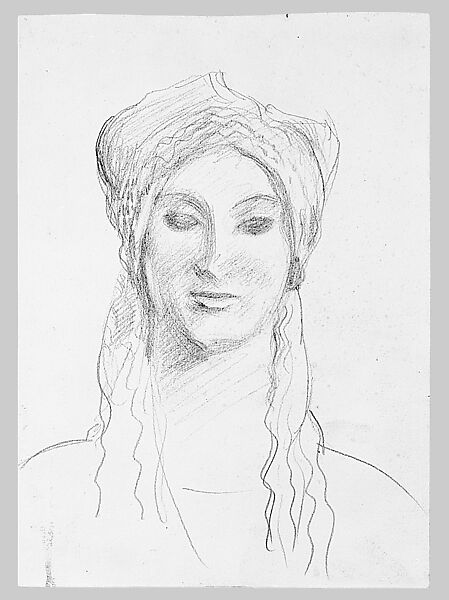 Kore 674, Acropolis Museum, Athens, John Singer Sargent (American, Florence 1856–1925 London), Graphite on off-white wove paper, American