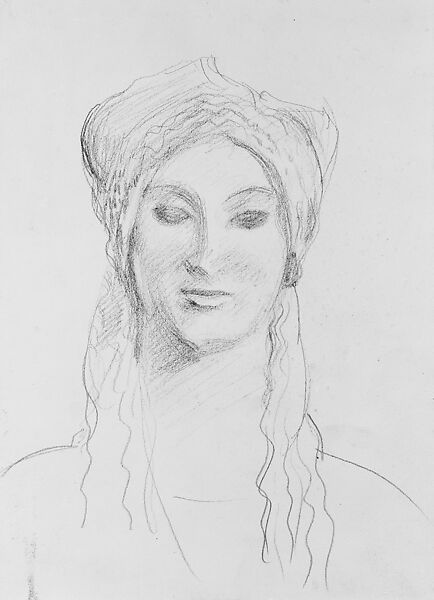 Kore 674, Acropolis Museum, Athens, John Singer Sargent (American, Florence 1856–1925 London), Graphite on off-white wove paper, American 