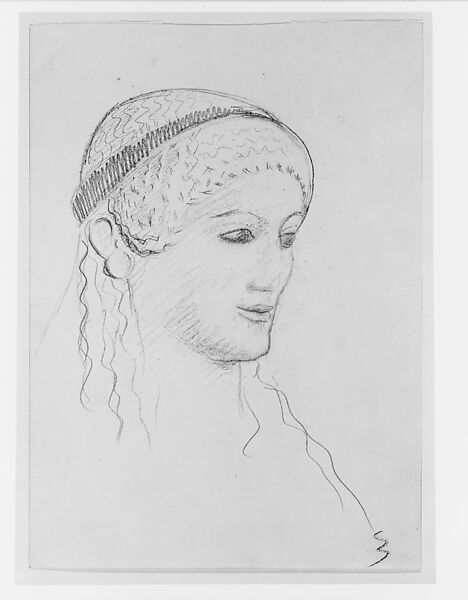 Kore 684, Acropolis Museum, Athens, John Singer Sargent (American, Florence 1856–1925 London), Graphite on off-white wove paper, American