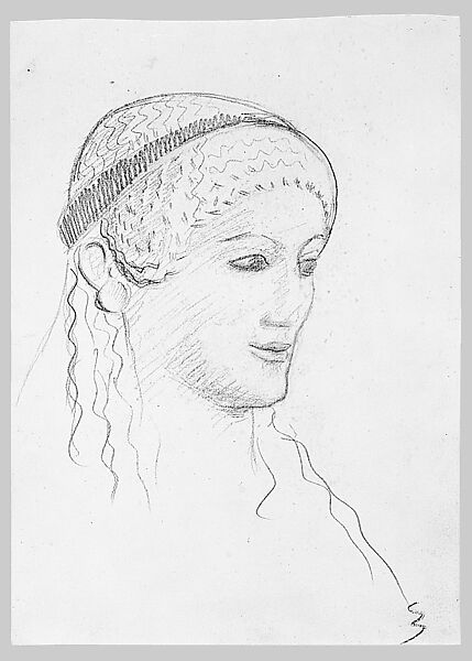 Kore 684, Acropolis Museum, Athens, John Singer Sargent (American, Florence 1856–1925 London), Graphite on off-white wove paper, American