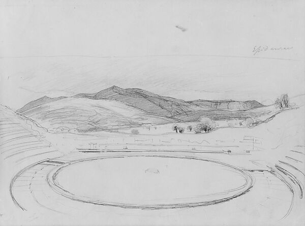 Greek Theatre, Epidaurus, John Singer Sargent (American, Florence 1856–1925 London), Graphite on pale green wove paper, American 