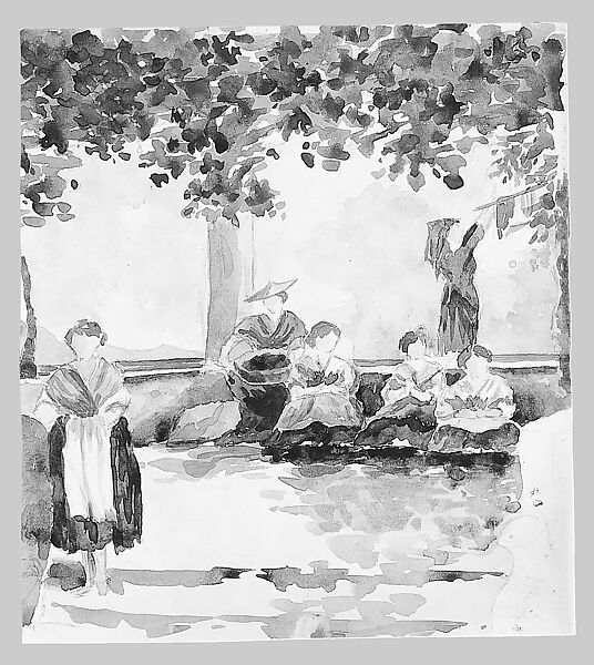 Group of Women, Attributed to Emily Sargent (1857–1936), Watercolor and graphite on white wove paper, American