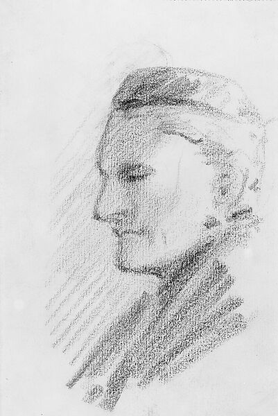 Head, John Singer Sargent (American, Florence 1856–1925 London), Graphite on off-white wove paper, American 