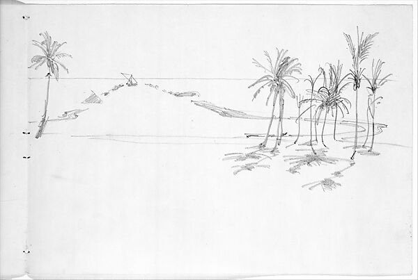 Landscape with Palms, John Singer Sargent (American, Florence 1856–1925 London), Graphite on off-white wove paper, American