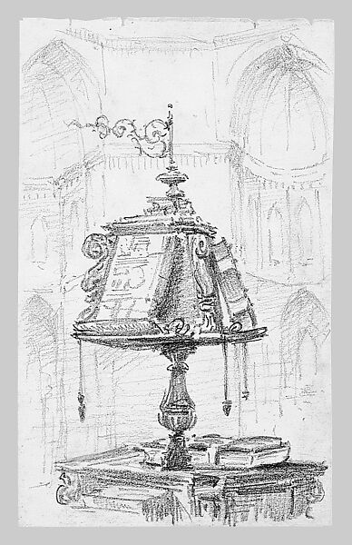 Lectern, Cathedral, Florence, John Singer Sargent (American, Florence 1856–1925 London), Graphite on off-white wove paper, American