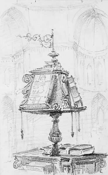 Lectern, Cathedral, Florence, John Singer Sargent (American, Florence 1856–1925 London), Graphite on off-white wove paper, American 