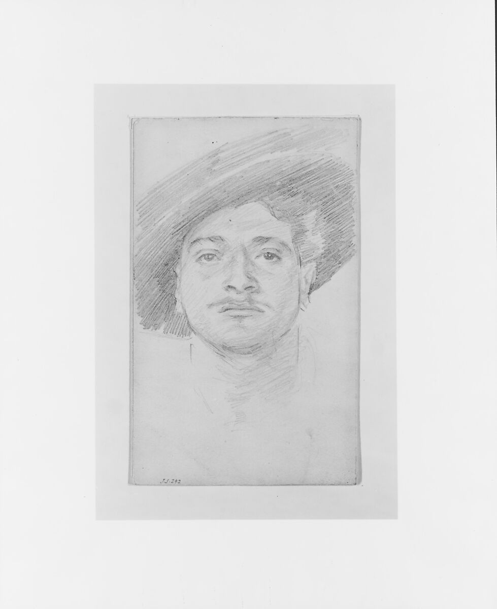Man in a Hat, John Singer Sargent (American, Florence 1856–1925 London), Graphite on off-white wove paper, American