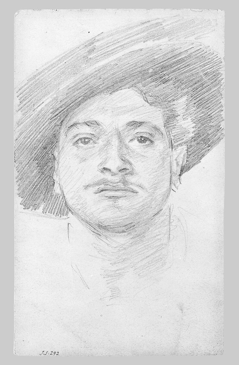 Man in a Hat, John Singer Sargent (American, Florence 1856–1925 London), Graphite on off-white wove paper, American