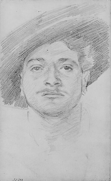 Man in a Hat, John Singer Sargent (American, Florence 1856–1925 London), Graphite on off-white wove paper, American 