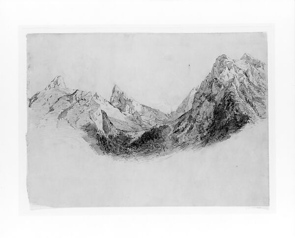 Mountains, John Singer Sargent (American, Florence 1856–1925 London), Graphite on brown wove paper, American 