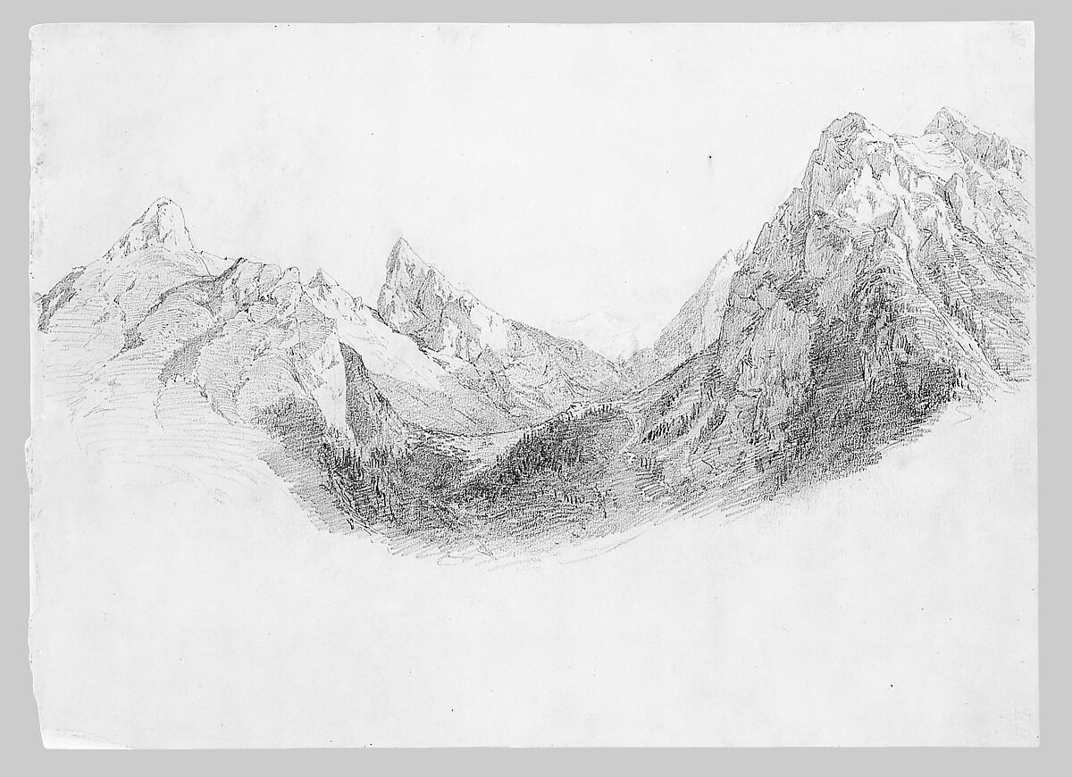Mountains, John Singer Sargent (American, Florence 1856–1925 London), Graphite on brown wove paper, American