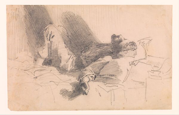 Sleeping Man, John Singer Sargent (American, Florence 1856–1925 London), Graphite on off-white wove paper, American 