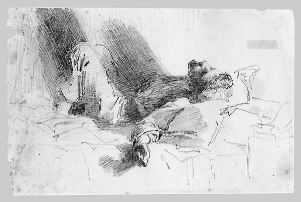 Sleeping Man, John Singer Sargent (American, Florence 1856–1925 London), Graphite on off-white wove paper, American