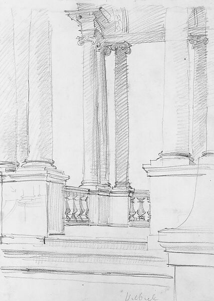 Loggia, Welbeck Abbey, John Singer Sargent (American, Florence 1856–1925 London), Graphite on off-white wove paper, American 