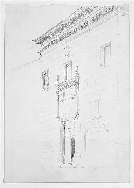 Renaissance Palace, John Singer Sargent (American, Florence 1856–1925 London), Graphite on off-white wove paper, American