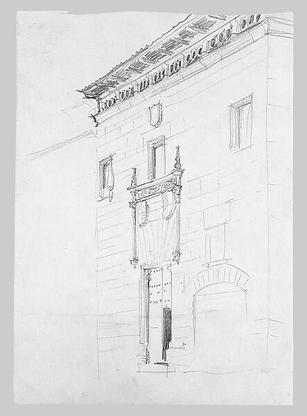 Renaissance Palace, John Singer Sargent (American, Florence 1856–1925 London), Graphite on off-white wove paper, American