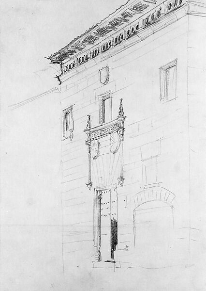 Renaissance Palace, John Singer Sargent (American, Florence 1856–1925 London), Graphite on off-white wove paper, American 