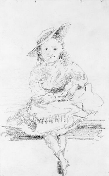 Seated Girl (Katy Eyre?), John Singer Sargent (American, Florence 1856–1925 London), Graphite on off-white wove paper, American 