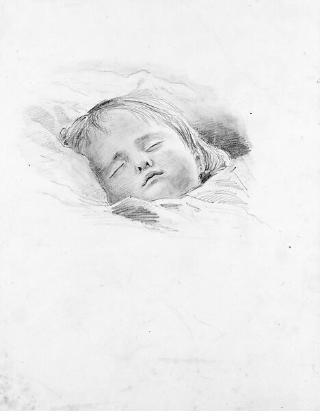 Sleeping Child, possibly Violet Sargent, John Singer Sargent (American, Florence 1856–1925 London), Graphite on off-white wove paper, American