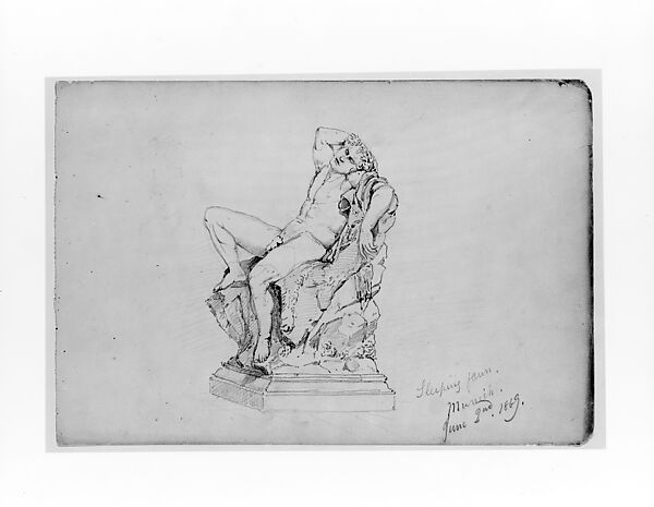 Sleeping Faun, Glyptothek, Munich, John Singer Sargent (American, Florence 1856–1925 London), Graphite on off-white wove paper, American