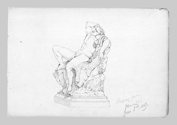 Sleeping Faun, Glyptothek, Munich, John Singer Sargent (American, Florence 1856–1925 London), Graphite on off-white wove paper, American